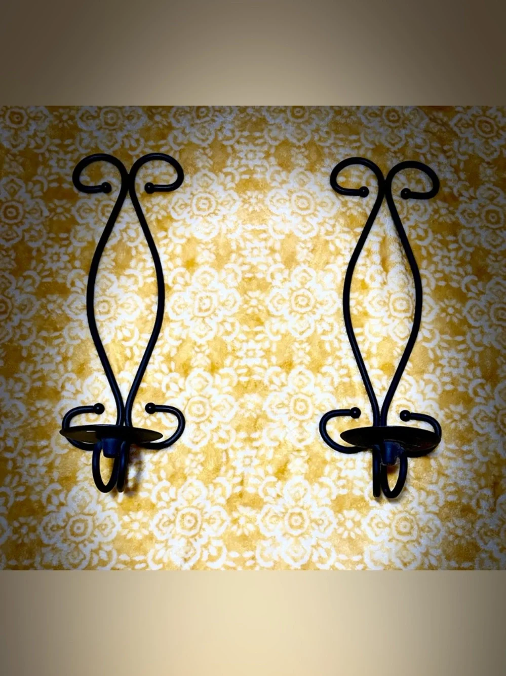Black Wrought Iron Wall Sconces Pair - Decorative Home Wall Decor